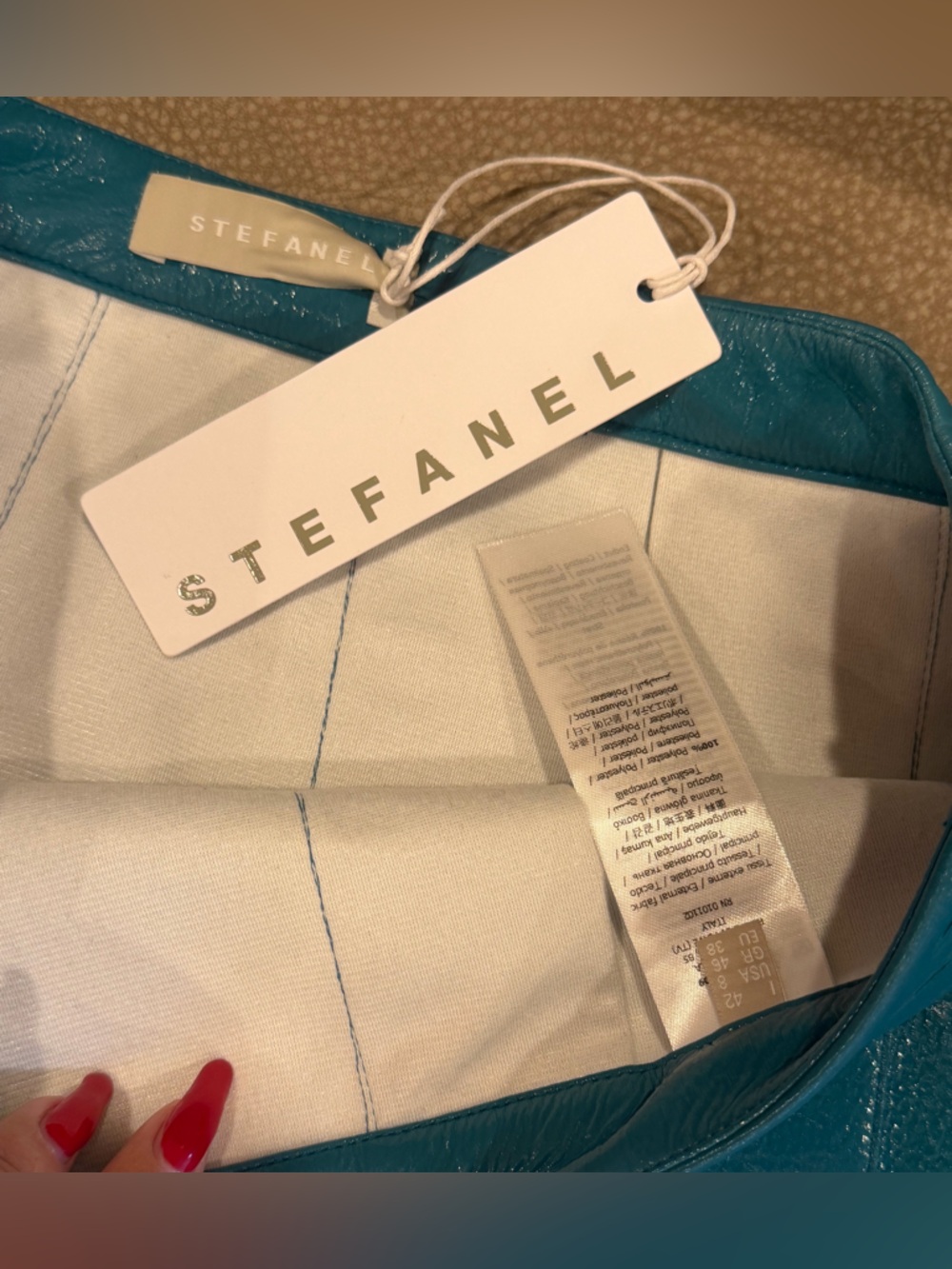 TURQUOISE VINYL: STEFANEL SKIRT NWT - Picture 9 of 12